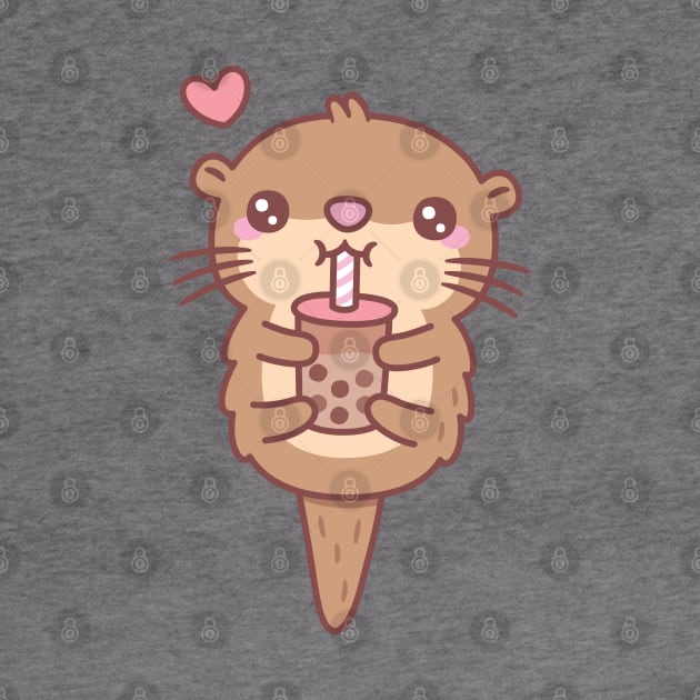 Cute Little Otter Loves Boba Tea by rustydoodle